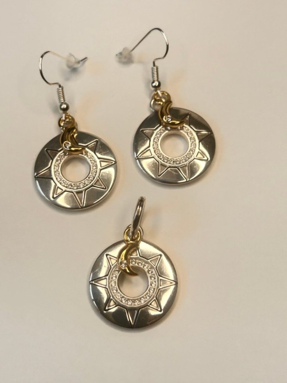 Brighton Shadowshine moon sun custom earrings and charm  NWOT